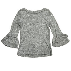 Heart Hips Gray Flared Sleeve textured fabric Poly Blend Top Women's Sz M Medium